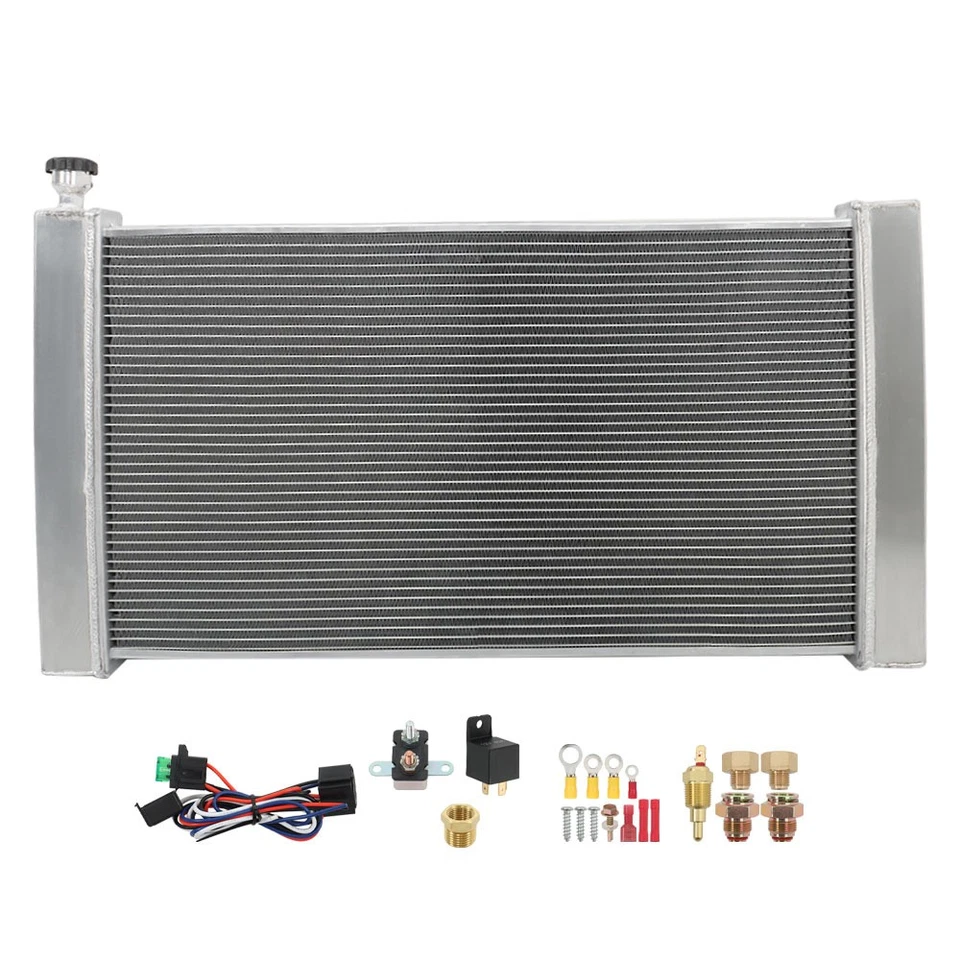 Labwork 3 Row Radiator+Shroud+Electric Fan 1988-1999 For Chevy GMC C/K 1500 2500 - Imagem 4 de 4