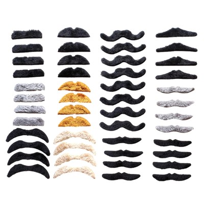48x Fake Mustaches Halloween Party Funny Fake Beard Dress Up Masquerade