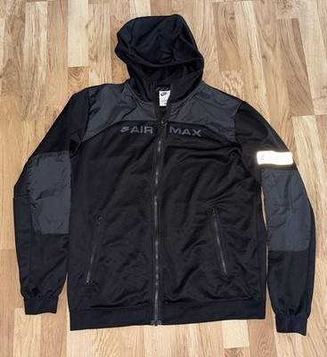 Nike Air Max Black Full Zip Hooded Lightweight Jacket Men s Size LG Nike Tech