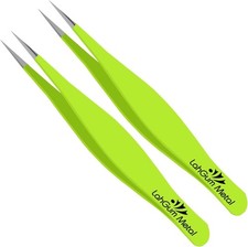 Super Sharp Pointed Tweezers Precision Fine Point Tip Ingrown Green Color