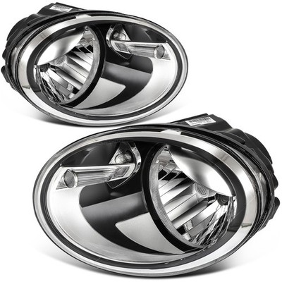 Pair Headlights Assembly For Volkswagen Beetle 2012-2019 Chrome Housing LH+RH