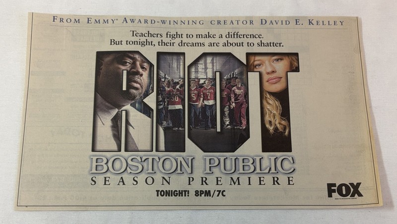 2004 FOX tv newspaper ad ~ BOSTON PUBLIC riot