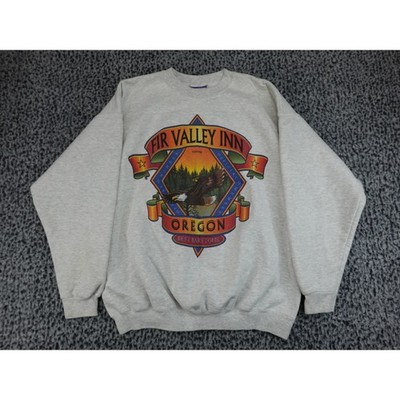 Hanes Ultimate Cotton Fir Valley Inn Oregon Sweatshirt Mens L Gray Graphic PNW