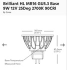 SORAA Brilliant HL MR16 GU5.3 LED Bulb 7.5W 2700K 12V 25° 10pk — photo 2