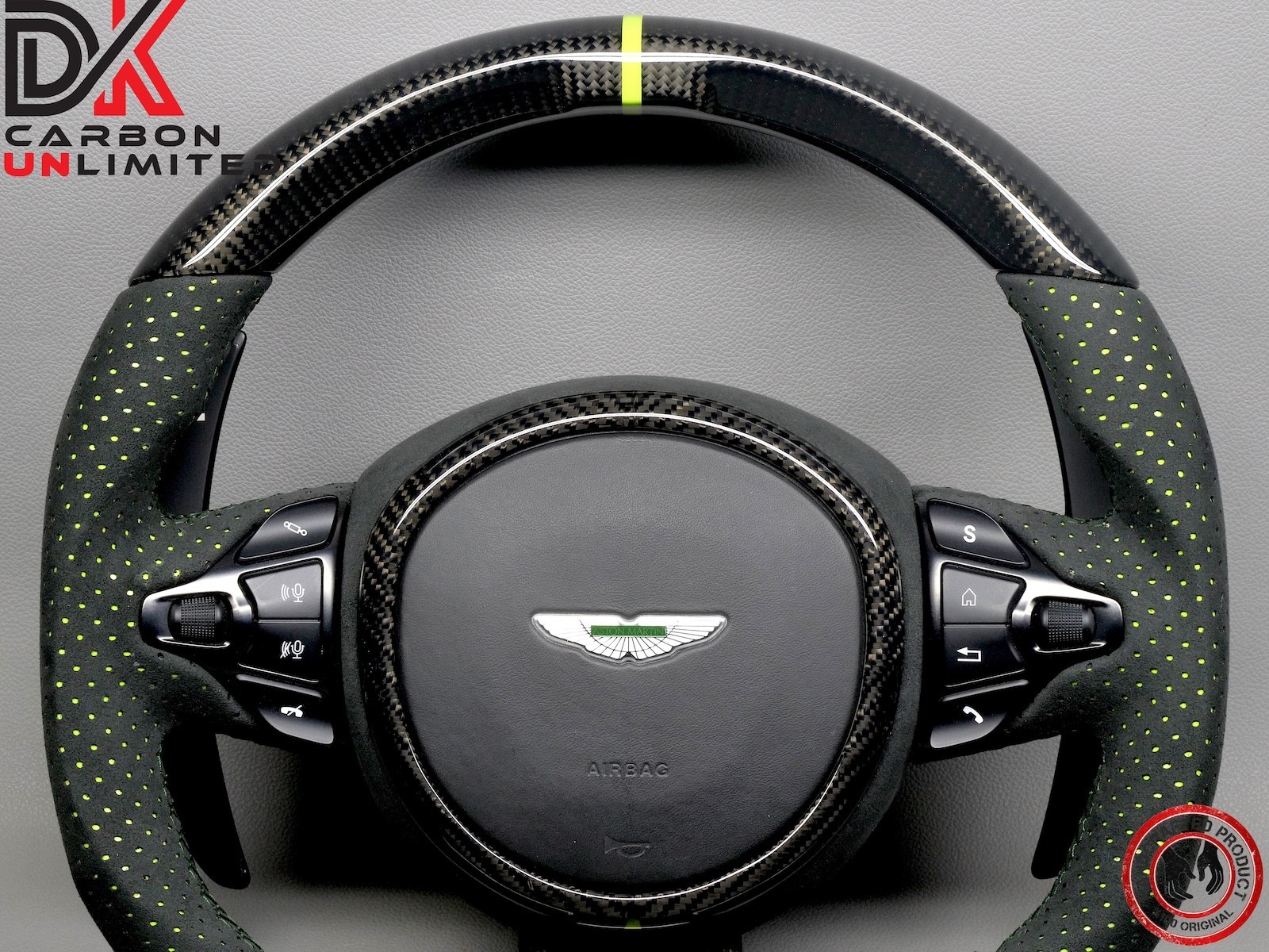 Aston Martin DB11 DBS Vantage AMR Green Ring Alcantara Carbon Steering Wheel v3