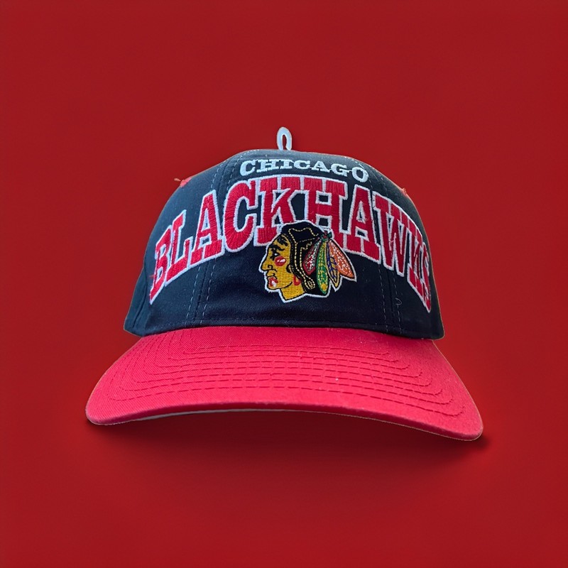 Vintage 1990s Chicago Blackhawks SnapBack Hat Starter Wool Embroidered Spell Out