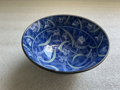 Schöne Vintage japanische Hijiri Gama grün & blau Porzellan Blumen Reis Schüssel 6x6x3 - Bild 9 von 10