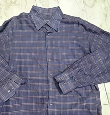 Scott Barber Mens XL Checkered Board Blue Long Sleeve Button Down Oxford