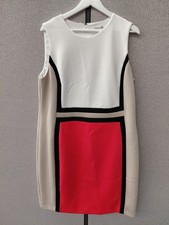 Women's Calvin Klein Size 18W Sleeveless Knee Length Color Block Sheat Dress