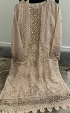 Pakistani Chiffon Embroidered Dress Bust 42 with Chiffon Duppatta for Women New