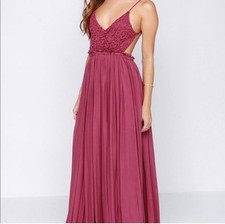 L'Atiste by Amy Pink Crochet Open Back Fairycore Ethereal Maxi Dress size XS