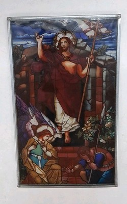 ''Resurrection Victorious'' Glassmasters Stained Glass Suncatcher, Very Good Cond!