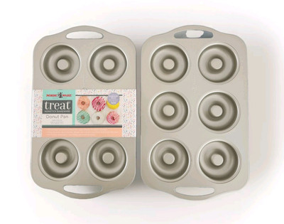 Set of 2 Nordic Ware Treat Nonstick Bakeware Donut Pan 6 Holes New 1 Used Once