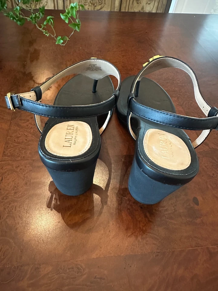 Sandalias de cuña Lauren Ralph Lauren para mujer con logotipo Jeannie 9,5 Foto 3 de 4