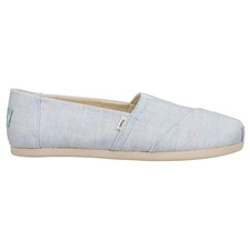 TOMS Light Blue Speckled Linen Alpargata Slip On Flats