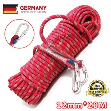 30M 12mm Kletterseil Sicherheitsseil mit Karabinerhaken Seil Sicherung Camp DHL
