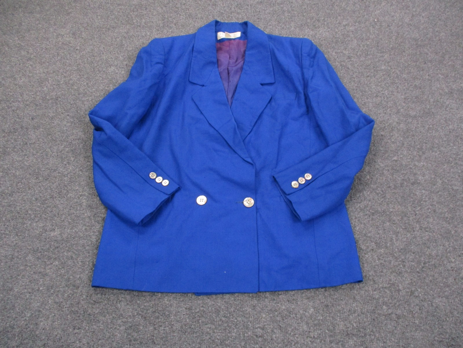Vintage Christian Dior Jacket Women 12 Blue Rayon Sport Coat Blazer USA Made 90s