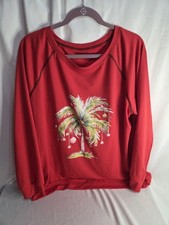 Women's Long Sleeve Christmas Palm Tree Graphic Shirt. Temu 5XL Fits Like 2XL