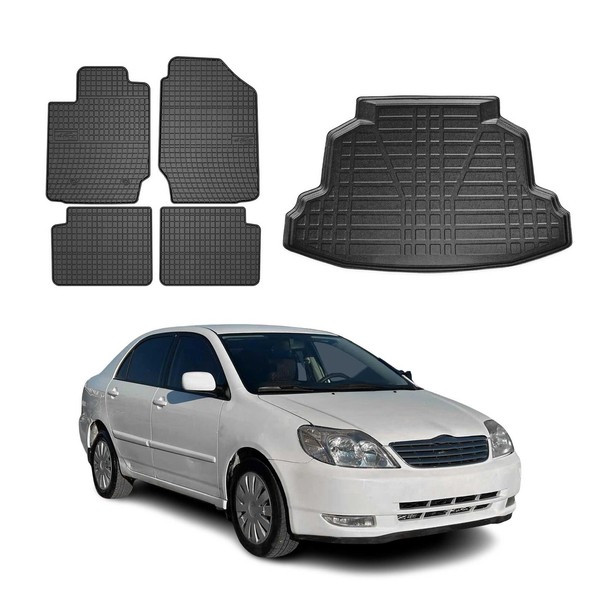 FußMatten & Kofferraumwanne Set FüR Toyota Corolla Kombi Limo 2002-2007 TPE 5X-image
