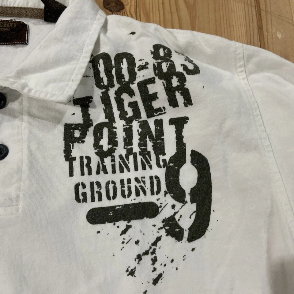 Vintage Point Zero Men's Short Sleeve Large Y2K Tiger White Button Up - Image 3 of 4