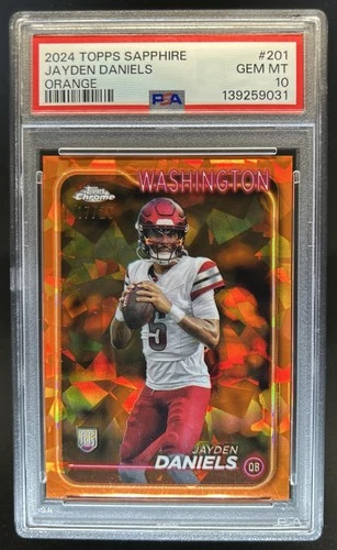 2024 Topps Chrome Sapphire Jayden Daniels Orange Refractor RC #/25 PSA 10