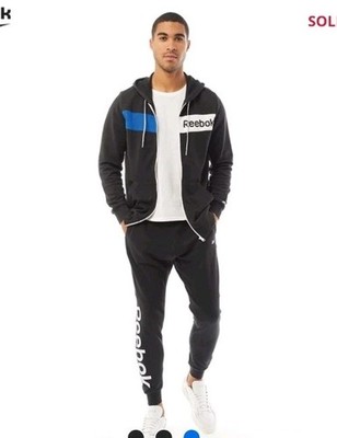 Reebok Mens Tracksuit Set Blue White Full Zip Jacket Pants Y2K Men's 2XL READ