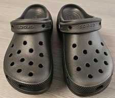 Platform/ Iconic Crocs Comfort Clogs Black Womens Size 7 Slip On Shoes