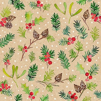 20 Servietten aus Recycling-Papier Beautiful Nature - Winterbeeren an Zweige mit