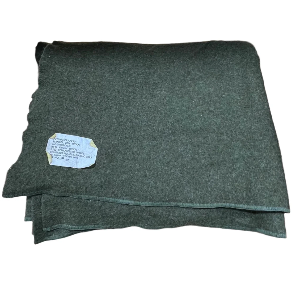 US Military Wool Blanket Made in USA | Olive Drab | 80"×62"