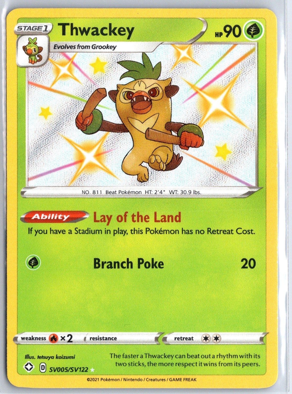 Thwackey Shiny Holo Rare Shining Fates: Shiny Vault SV005/SV122 NM tetsuya koizu