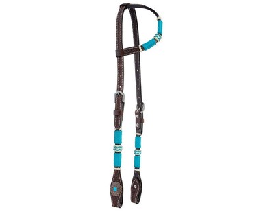 Circle Y Headstall Turquoise Roundup One Ear Chocolate 1025-15-SC