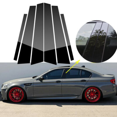 6pc Glossy Black Pillar Posts Decal Door Trim For BMW 5-Series F10 2011-2017