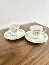 Set of 2 Mikasa Just Flowers Flowers Bone China Coffee/ Tea Cups With Saucers