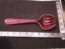 Vintage Red Plastic Serving Fork,  Marked Imp...