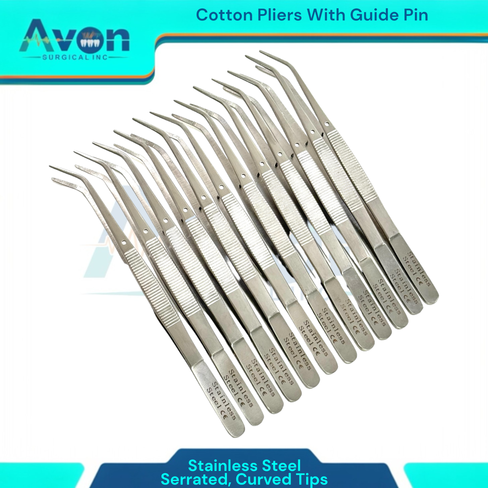 Surrated Pins 1 Dozen - College Cotton Plier Tweezers with Guide Pin, Serrated ...