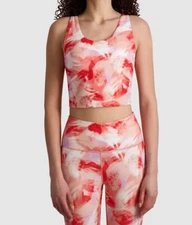 Gaiam Women's Flow Longline Bright Canteloupe Emerson Print Bra Tank - Size S