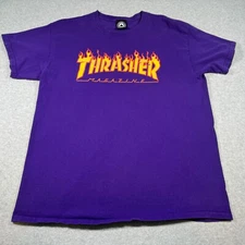 Thrasher Shirt Adult Large Purple Magazine Skateboard Streetware Flames Outdoors