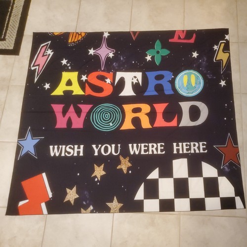 Travis Scott Astro World Wall Hang Tapestry Wish You Were Here 4'×5' Fabric  - Picture 1 of 2