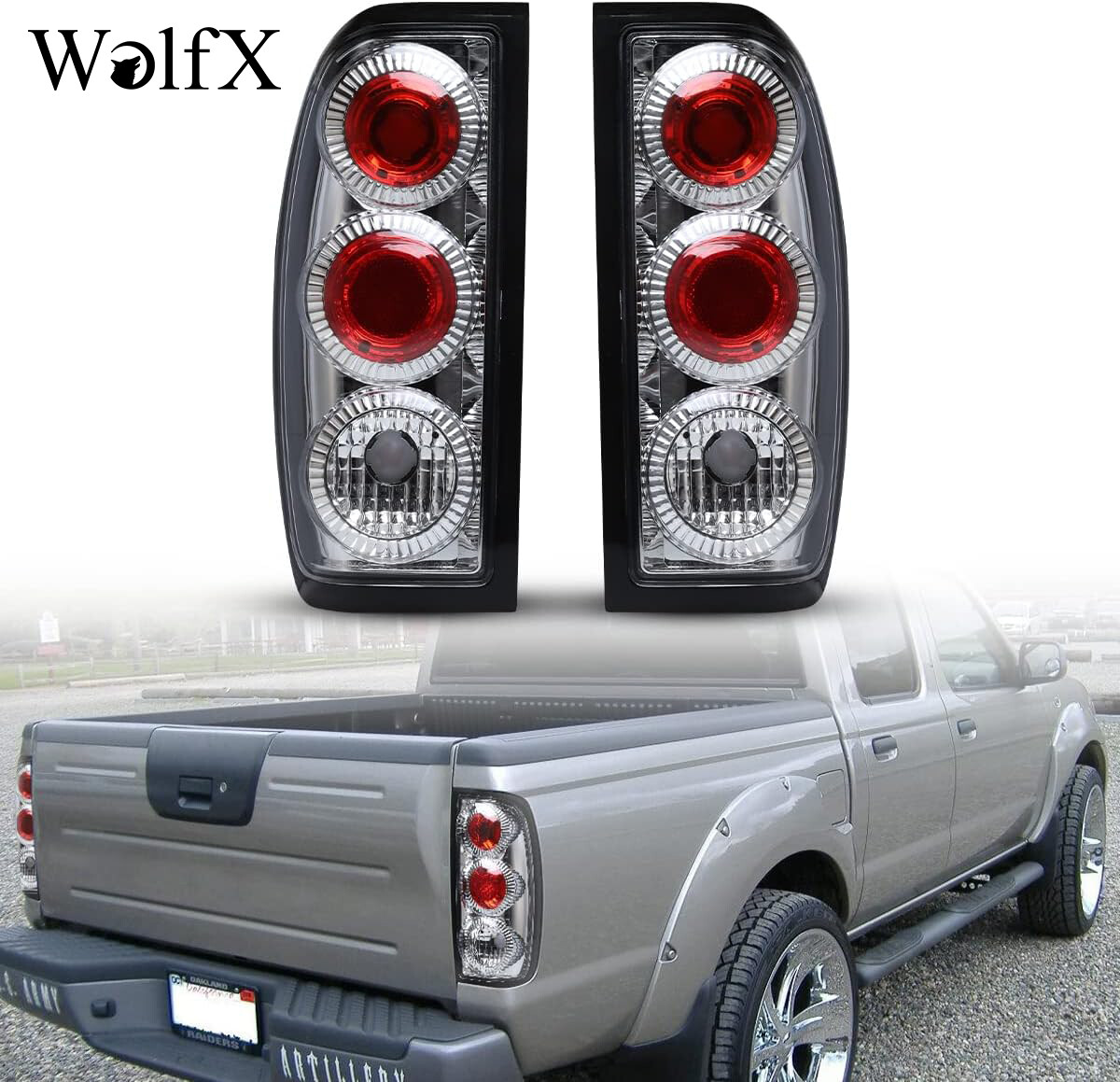 Tail Lights For 1998 1999-2004 Nissan Frontier Chrome Lamps Clear Rear Brake