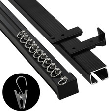 Heavy-Duty Ceiling Curtain Track for Easy Installation  Smooth Sliding, Black