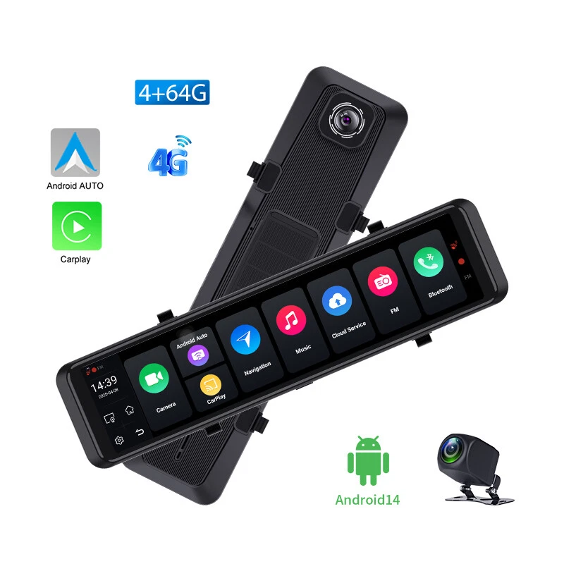 12" 2KHD Touch Ips 4G WIFI Car DVR Camera Android Dash Cam Smart Rearview Mirror - Image 3 of 4