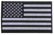 Black and White American Flag Patch with Black Borders- 5x3 inch - P5639