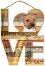 Pitbull Terrier Love Word Art Wood Cut Out 8x11 Hanging Dog Sign Gift Home L52
