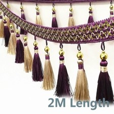 2M Beads Tassel Trimming Ribbon Curtain Decor Fringe Home Upholstery Craft DIY