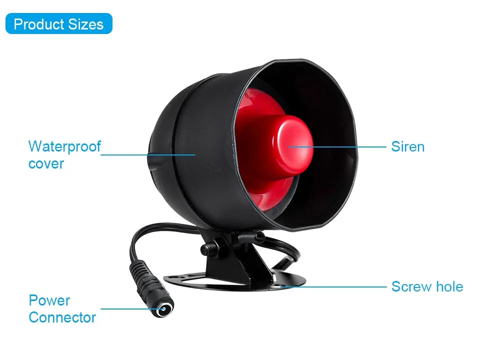 Security Alarm System Wireless Loud Weatherproof Siren Horn with Remote