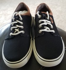 Sperry Top Sider Youth Boys SP-Ollie Black Canvas Shoes -Size 2.5M