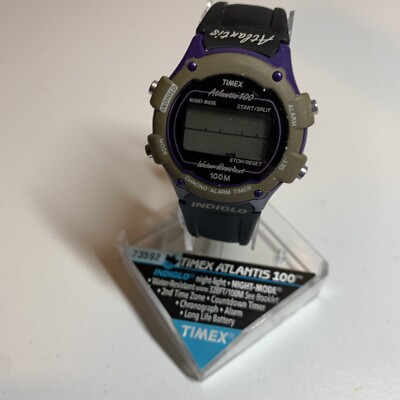 Vintage Timex Atlantis 100 Digital Womens Triathlon Indiglo Alarm Chrono 