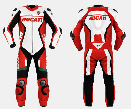 Combinaison Moto Cuir Ducati - Armure CE Intégrée - Rouge - Homme/Unisexe - Neuf Avec étiquette