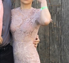 Blush/Pink Lace Detail Cocktail Dress Prom Homecoming Formal Pageant