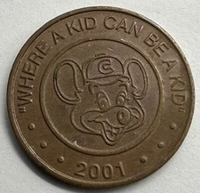 2001 COPPER CHUCK E CHEESE TOKEN collectible Pizza Time Theatre Showbiz